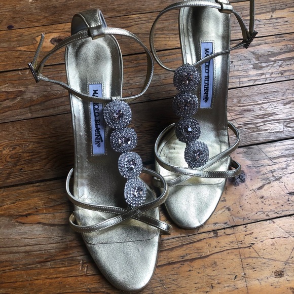 Manolo Blahnik Shoes - manolo blahnik gold and crystal sandals